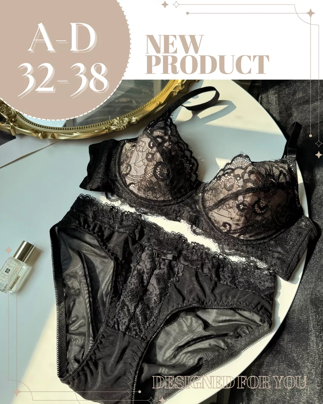 成套蕾絲浪漫約會款超薄深V內衣(附內褲)(A-D/32-38)-BAR304