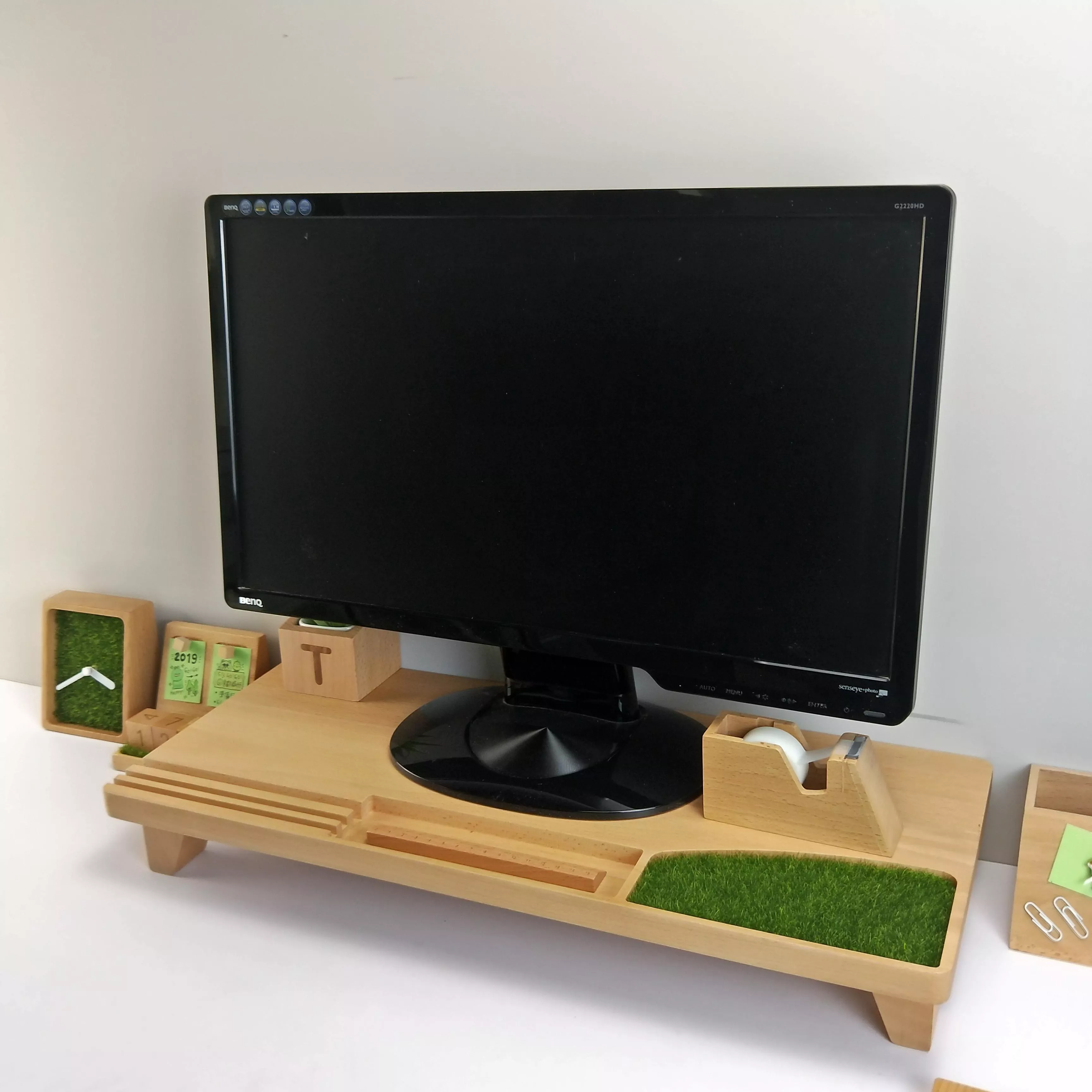 【加大尺寸螢幕架】螢幕增高架 鍵盤收納平台 電競鍵 全實木