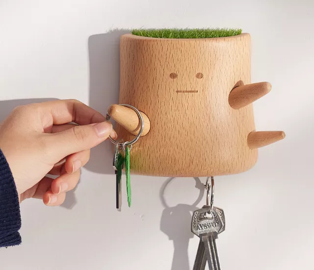【童心木】小樹妖鑰匙掛架｜免打洞牆上收納 / 喬遷入厝禮物