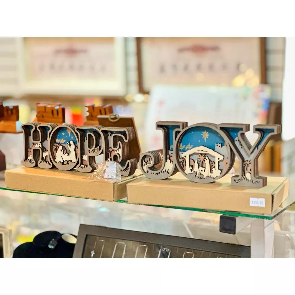 【🐑百羊書房2款】HOPE盼望、JOY喜樂LED聖誕馬槽桌擺#聖誕節交換禮物