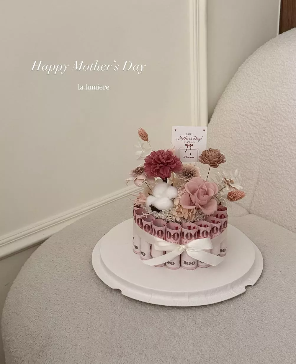 永生康乃馨鈔票蛋糕