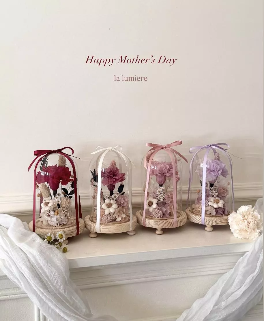 永生康乃馨玻璃罩小夜燈