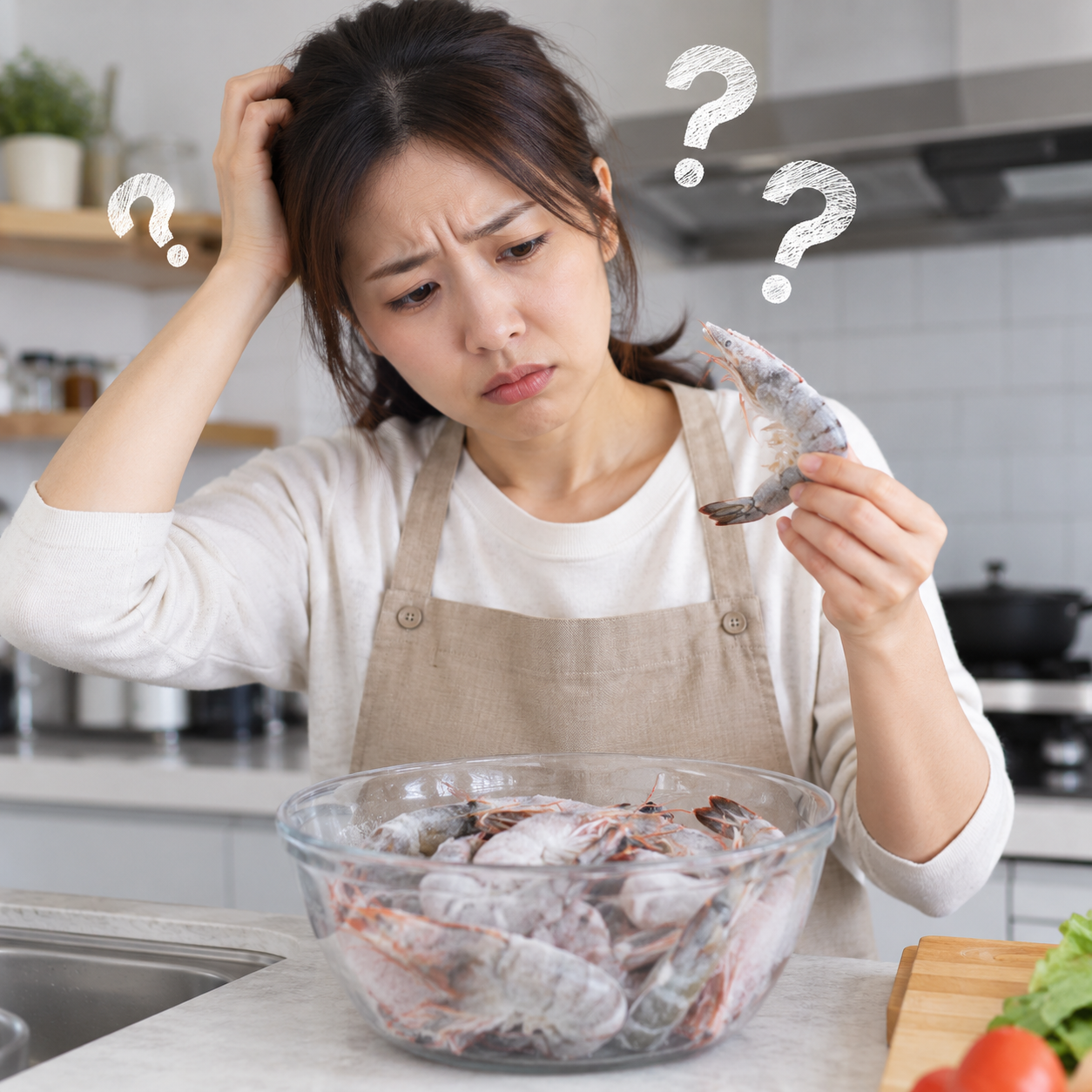 冷凍蝦怎麼退冰？冷水沖洗到分開就能煮，避免蝦肉變粉的正確方法
