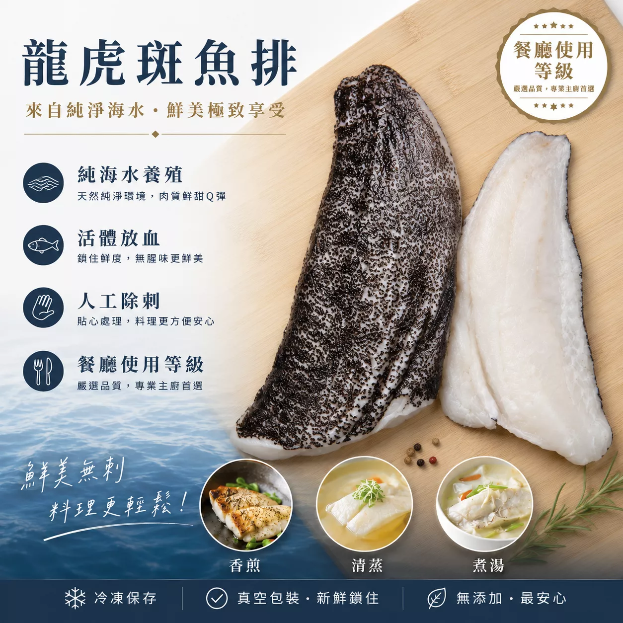 龍虎石斑魚菲力(去刺放血) 250g±10% (2人份)