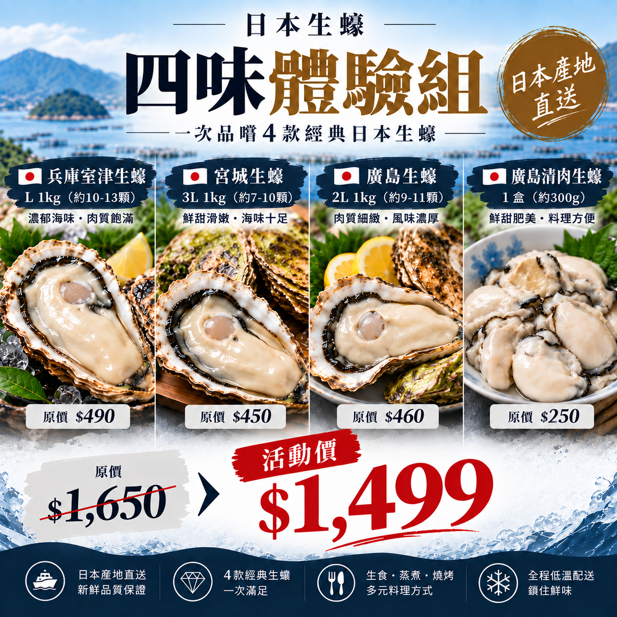 日本生蠔四味體驗組