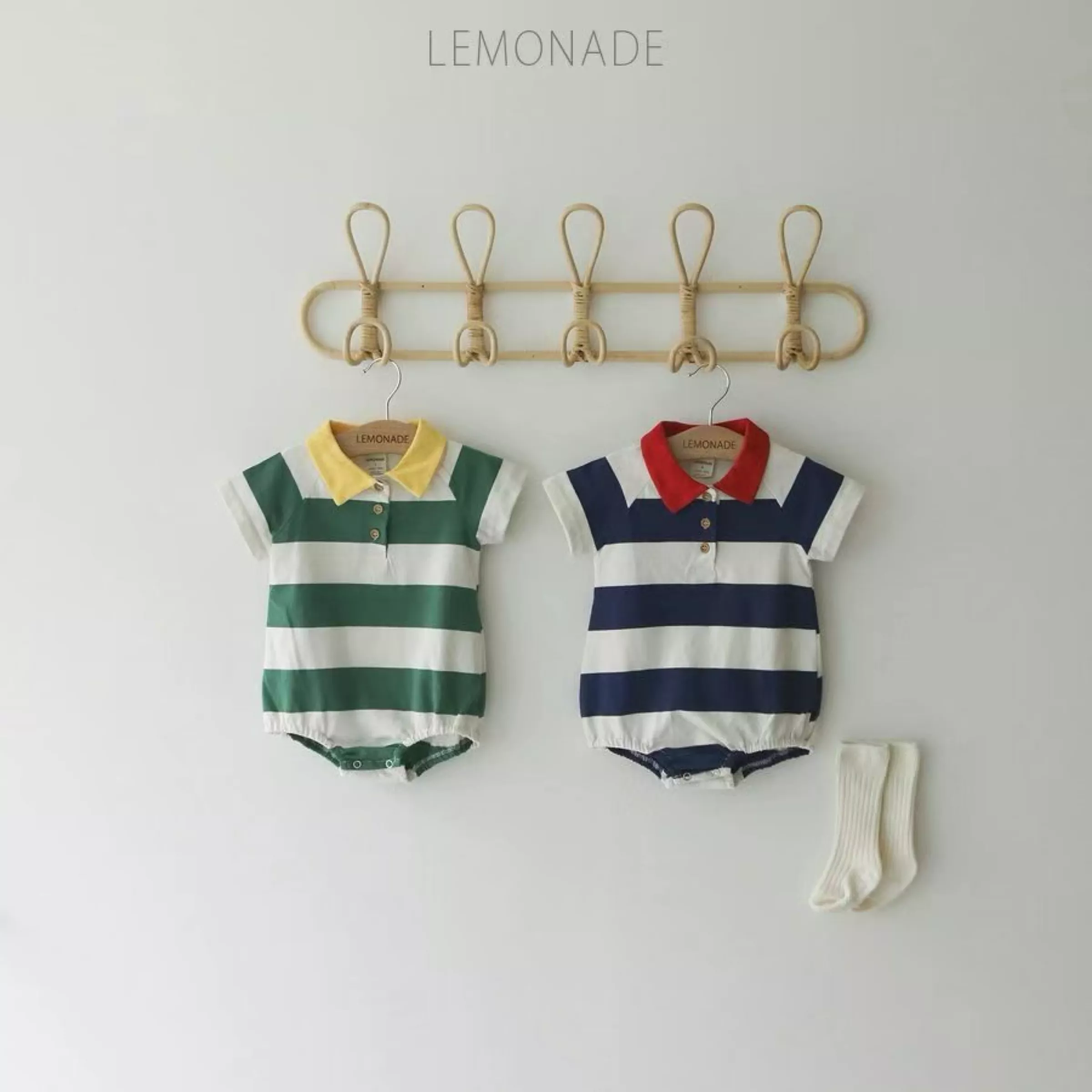 LEMONADE藍綠色條紋包屁衣
