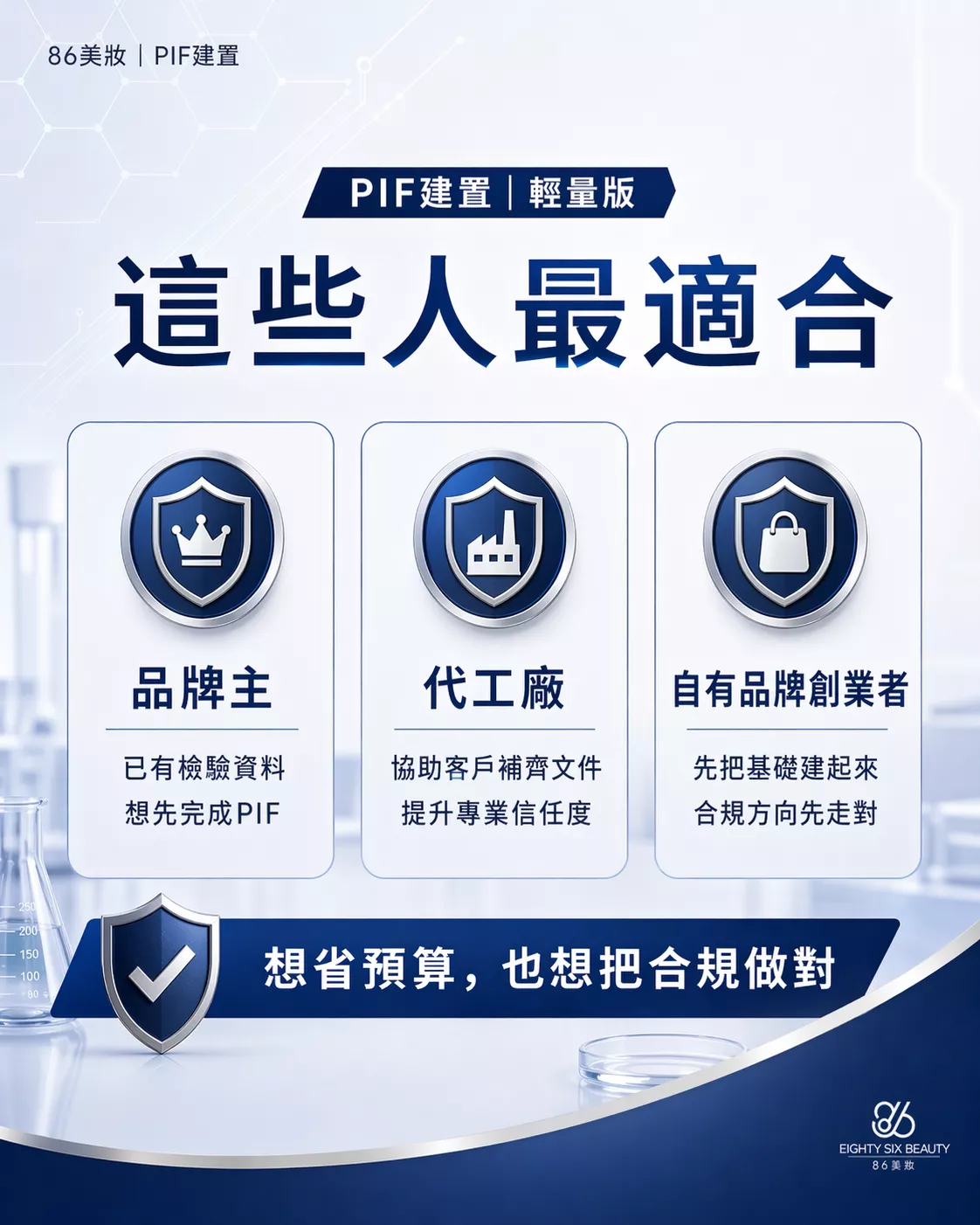 86美妝PIF建置服務-自有P2實驗室微生物安定性檢測與SA安全評估簽署