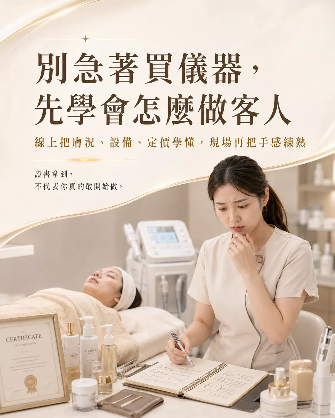皮膚管理課程-美容師先學膚況判斷與儀器應用再服務客人-86美妝