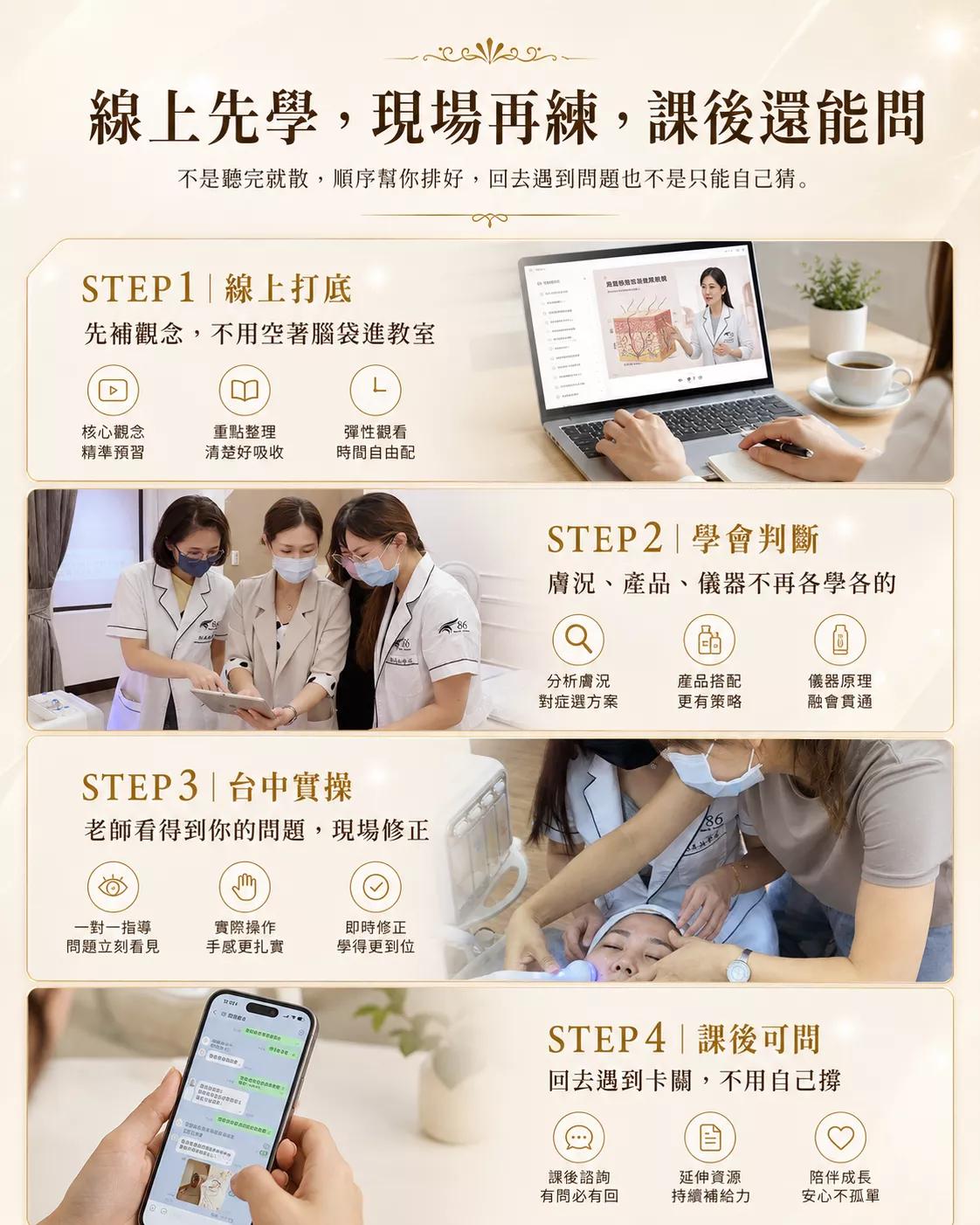 皮膚管理課程安排-線上先學台中現場實操課後持續提問-86美妝
