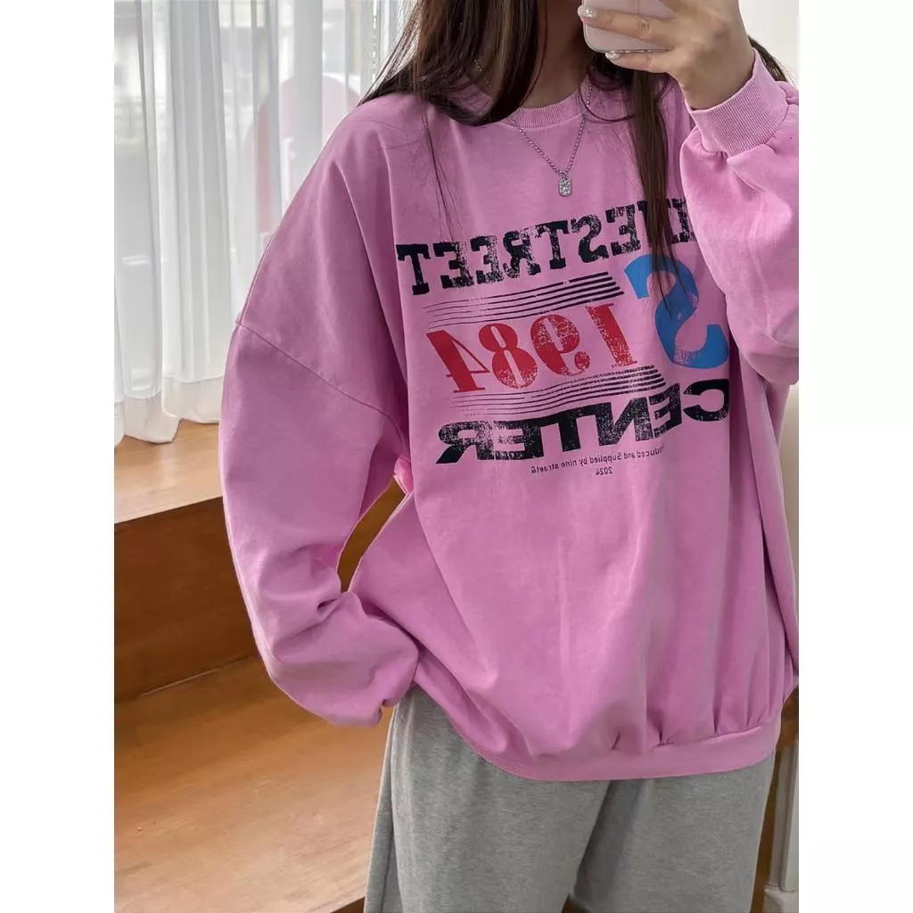 gg Pigment 復古印花大學T OVERSIZE 洗舊
