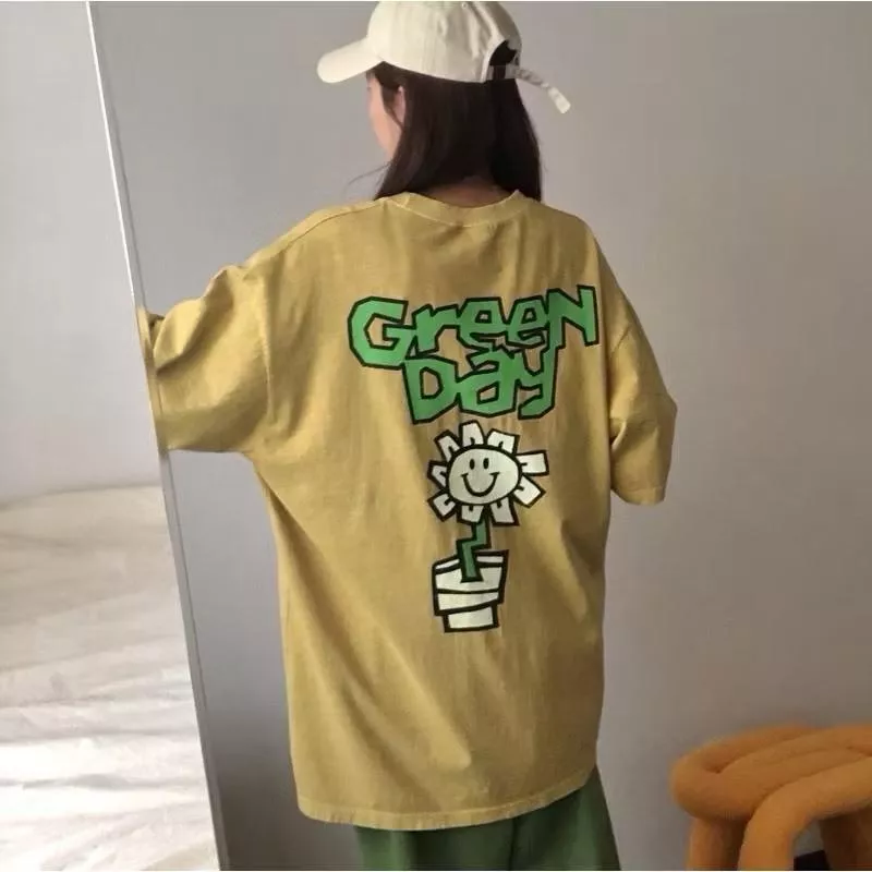 mal 手繪小花復古大T 水洗 洗舊 中性 unisex