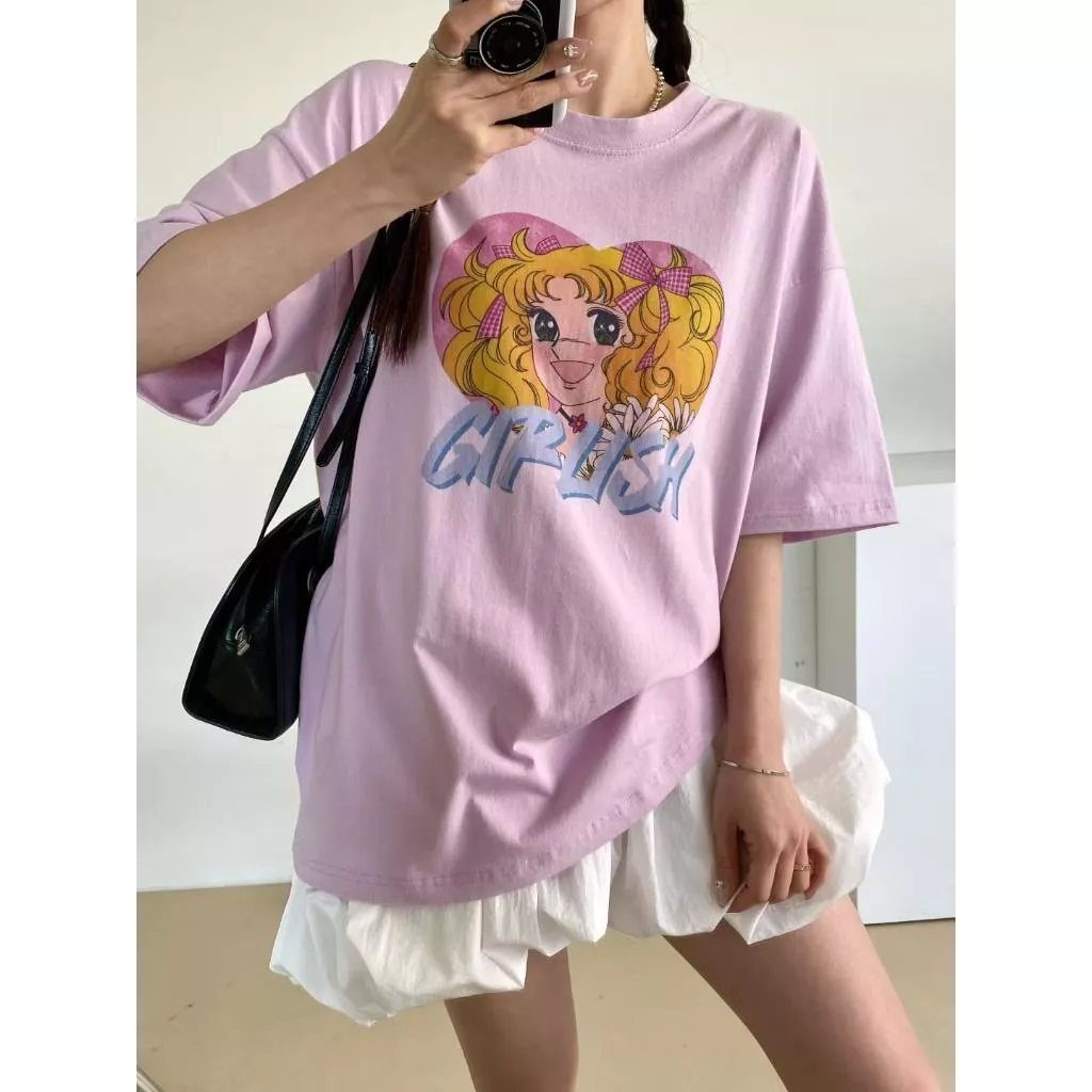 VARYEED 復古漫畫女孩印花TEE