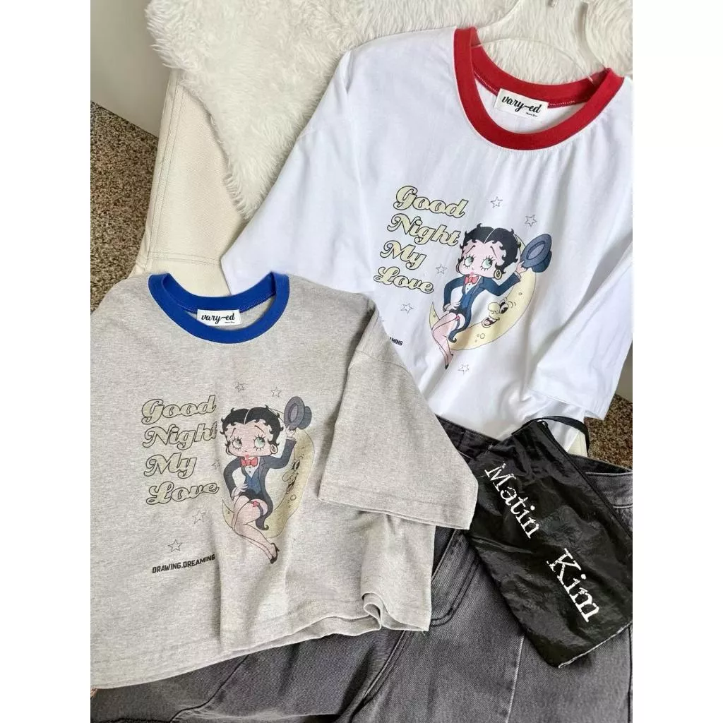 VARYEED 純綿復古撞色短版TEE