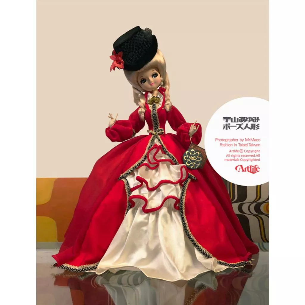 Artlife @ 宇山あゆみ リボン ポーズ人形 赤ティアードドレス 昭和レトロ 日本 宇山娃娃 法國女郎