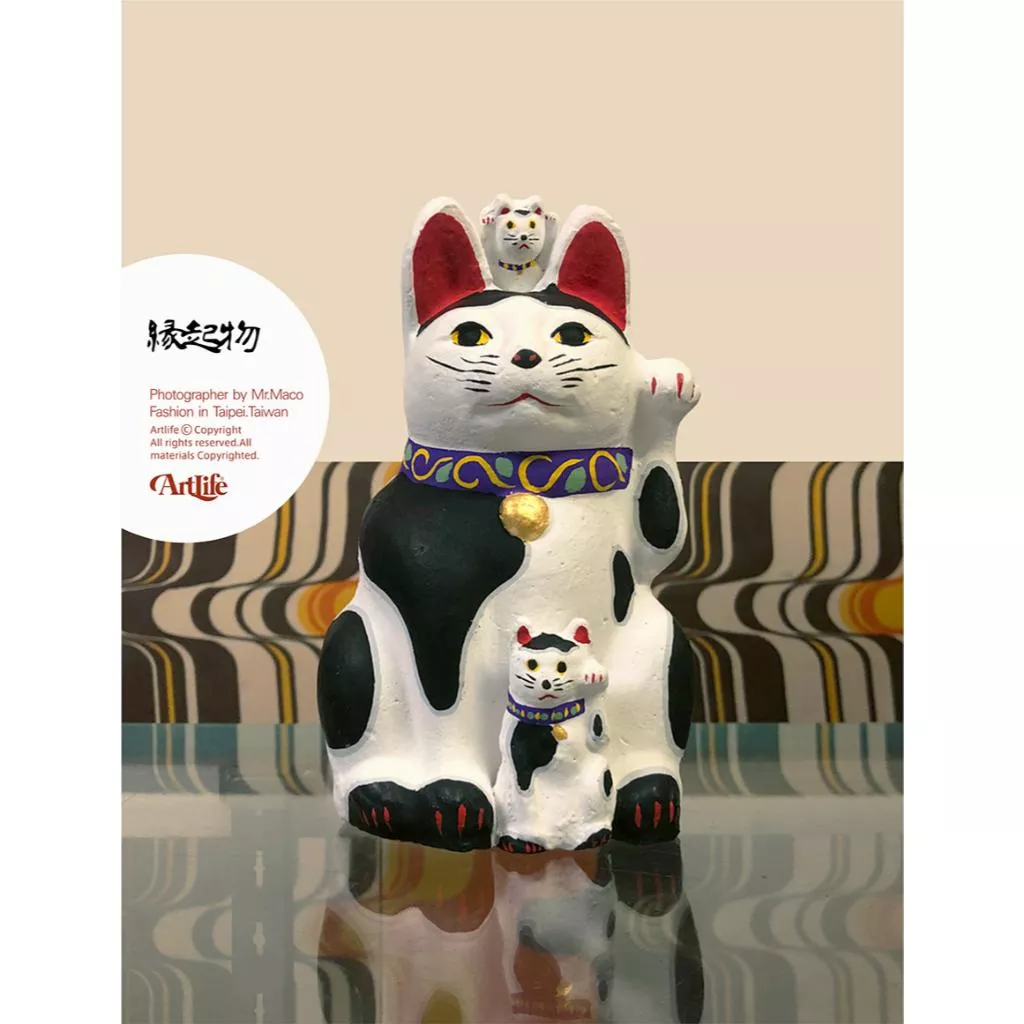 ArtLife @ 三河 招き猫 白黒親子猫 土人形 縁起物 昭和レトロ 古道具 古美術 招財貓