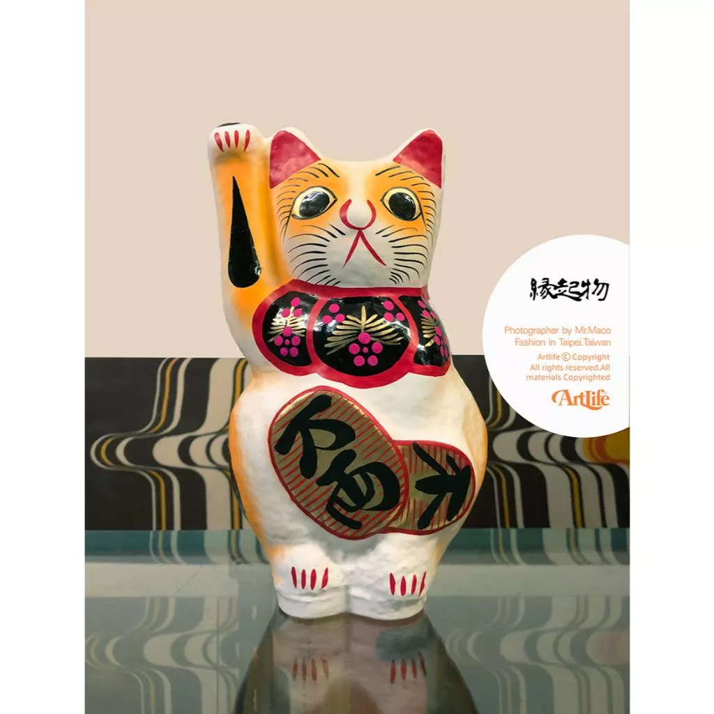 Artlife @ 高崎 張り子 招き猫 右手上げ 伝統工芸品 縁起物 古道具 高崎張子 招財貓