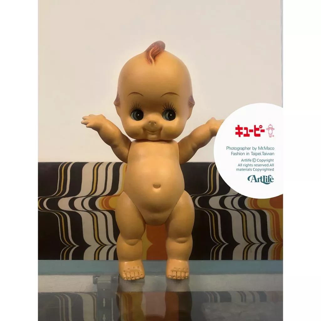 ArtLife @ キューピー Kewpie キューピーちゃん 昔の緑羽根 当時物 人形 古董 Q比