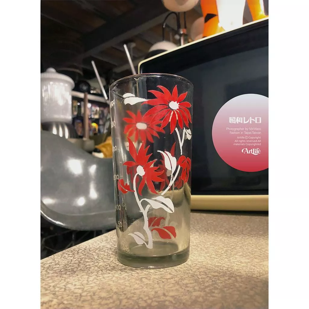 ArtLife @ 昭和レトロ 古道具 VINTAGE 70S アンティーク 普普風 台灣早期 花朵 玻璃杯