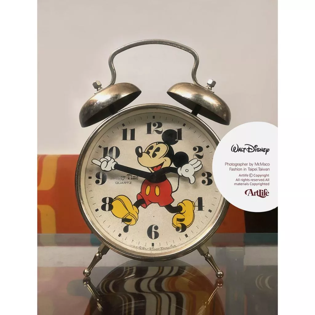 Artlife ㊁ Walt Disney MICKEY ミッキー 目覚まし置時計 昭和レトロ 米老鼠 古道具 大鬧鐘