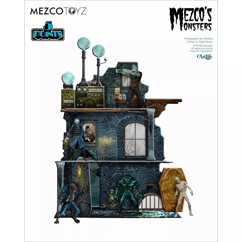 Artlife ㊁ MEZCO 5POINTS Monsters TOWER Deluxe 環球怪物 科學怪人 恐怖之塔