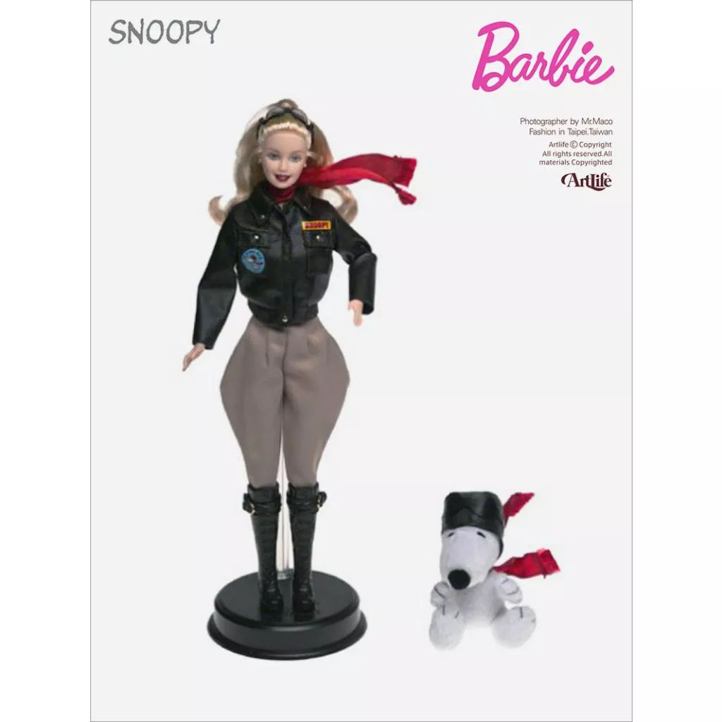 Artlife ㊁ MATTEL 2001 Barbie Aviator and Snoopy Doll 芭比 史努比