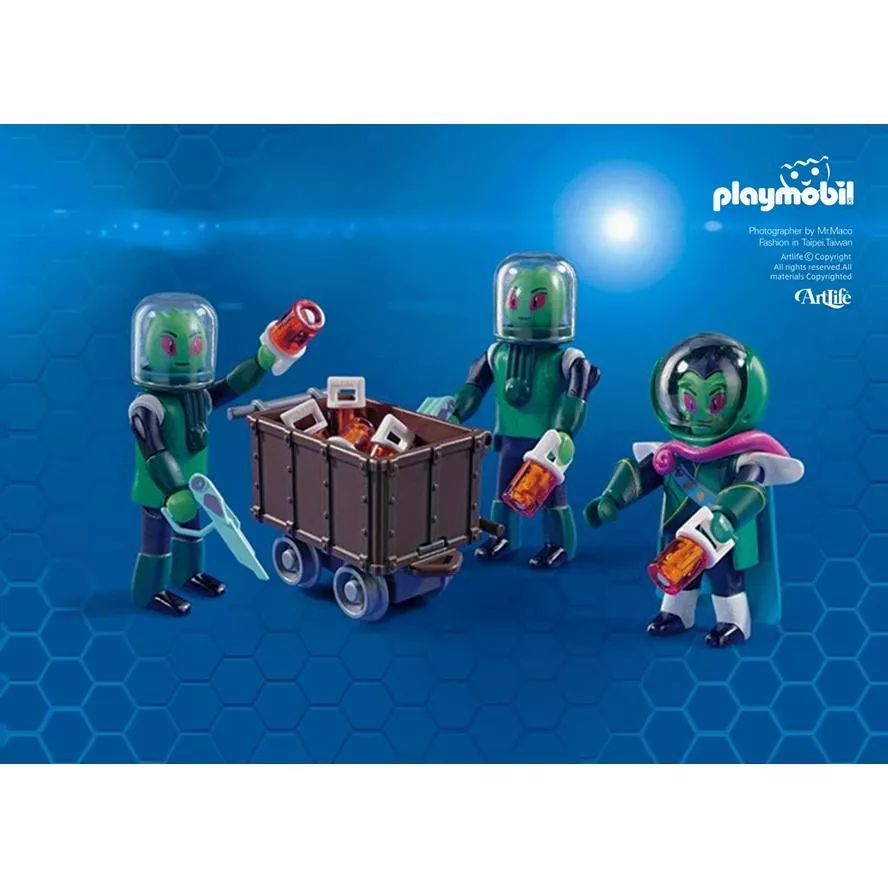 Artlife ㊁ Playmobil Super4 Sykronier Aliens 德國 摩比 太空侵略者 外星人