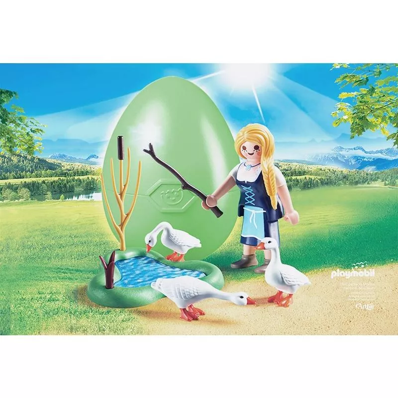 Artlife ㊁ PLAYMOBIL EGGS 70083 Easter Farmer 德國 摩比 復活節蛋 養鴨女孩