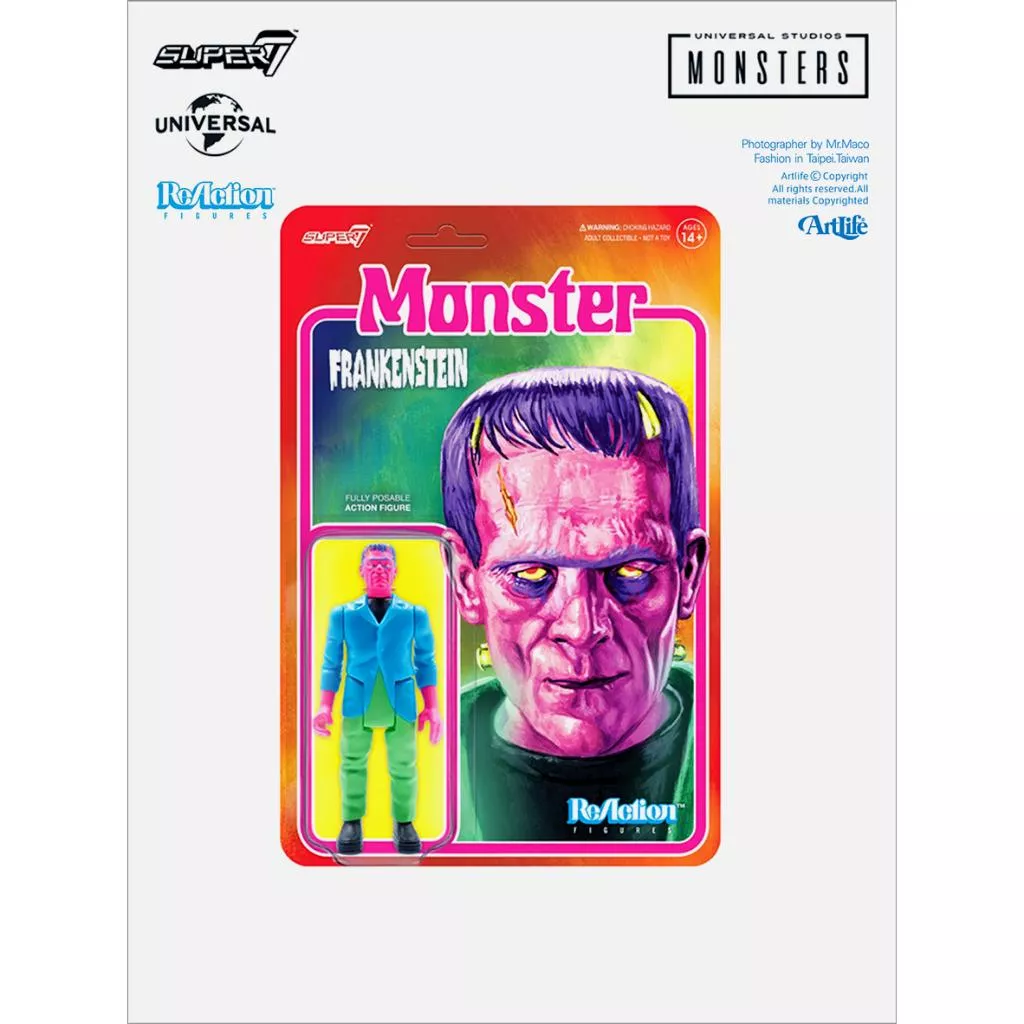 Artlife ㊁ SUPER7 2021 ReAction Frankenstein 螢光色 環球怪物 科學怪人
