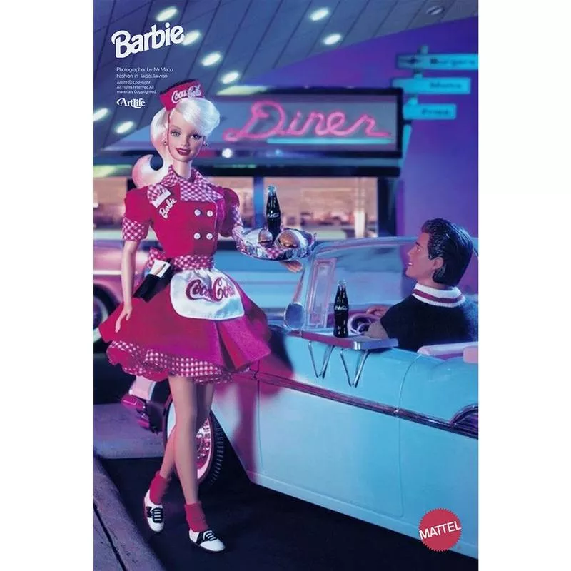 Artlife ㊁ MATTEL 1998 BARBIE Coca-Cola 可口可樂 復古 女郎 收藏 芭比 娃娃