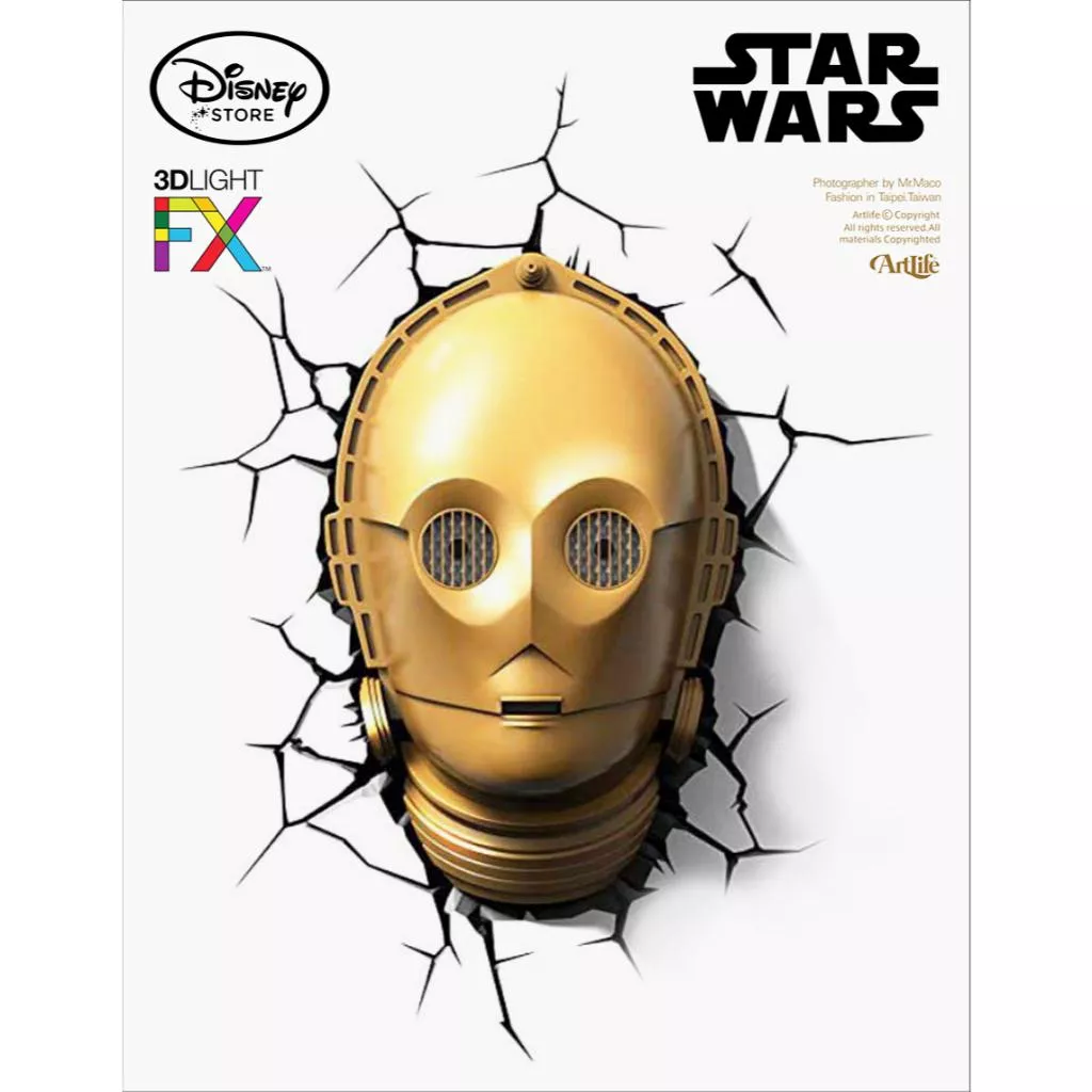Artlife ㊁ DISNEY 2015 STAR WARS 3D LED LIGHT C3PO 星際大戰 發光 壁燈