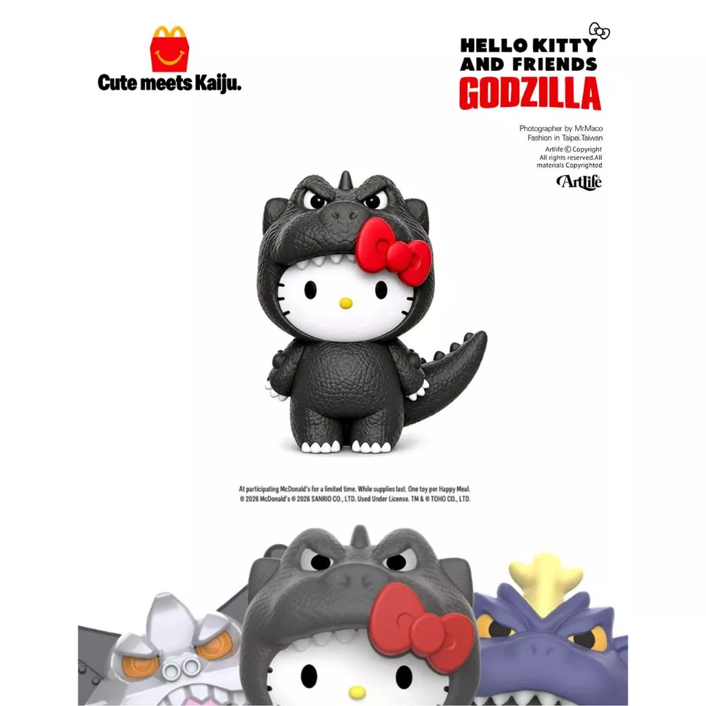 Artlife ㊁ McDonalds TOHO KITTY GODZILLA 麥當勞 凱蒂貓 哥吉拉 空運現貨