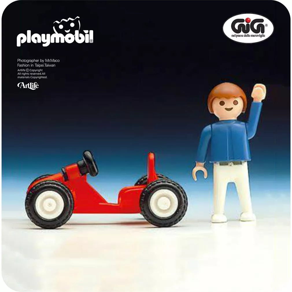 Artlife ㊁ PLAYMOBIL #3358 GOCART CHILD 德國 摩比 古董 男孩 卡丁車