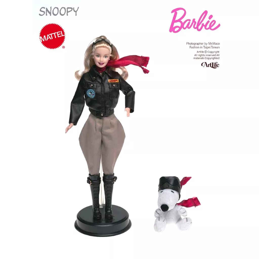 Artlife ㊁ MATTEL 2001 Barbie Aviator and Snoopy Doll 芭比 史努比
