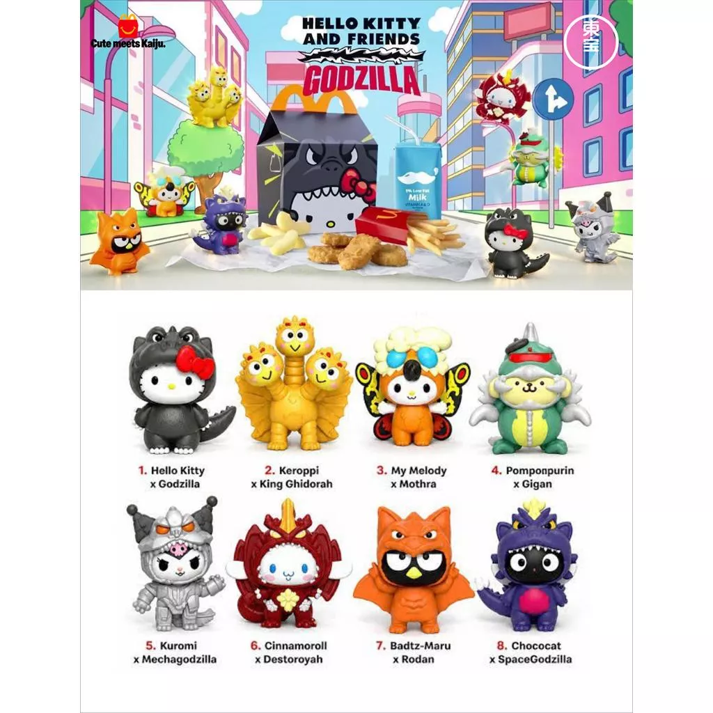 Artlife ㊁ McDonalds TOHO KITTY GODZILLA 麥當勞 凱蒂貓 哥吉拉 全8種
