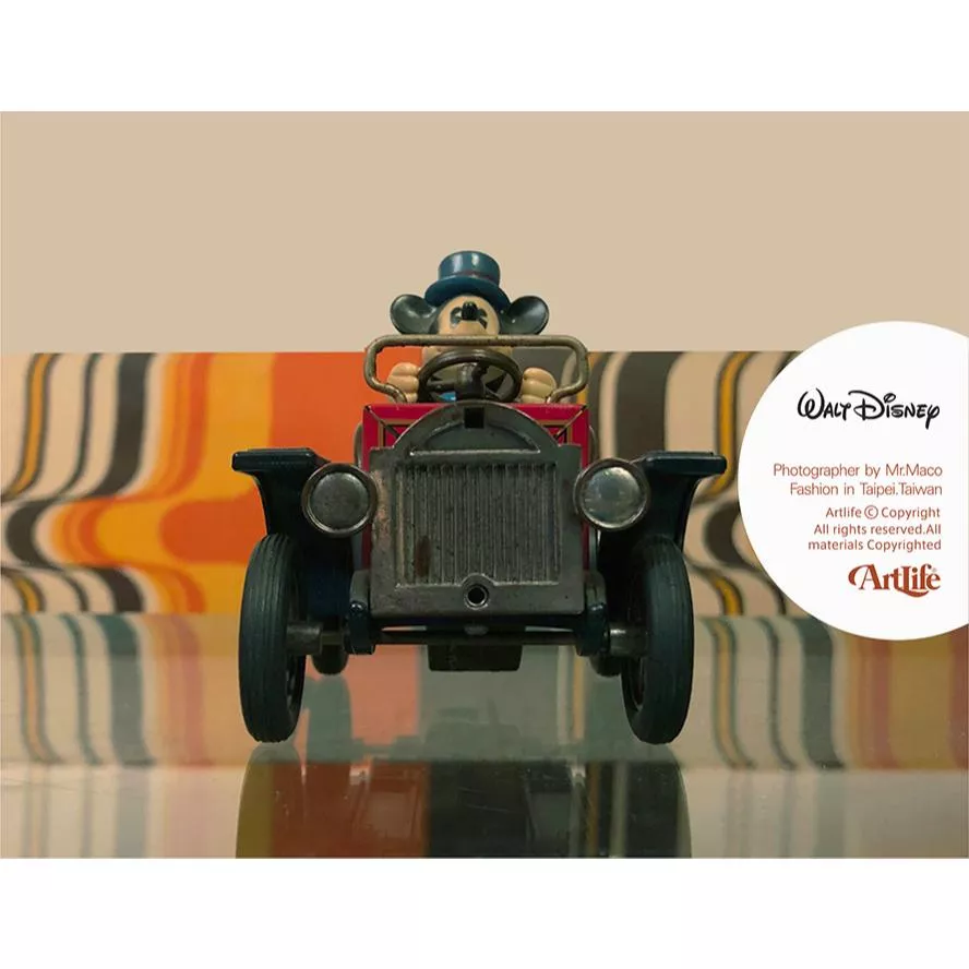 Artlife ㊁ WaltDisney 1982 増田屋 MASUDAYA ディズニー ゼンマイ式 米奇 齒輪 老爺車