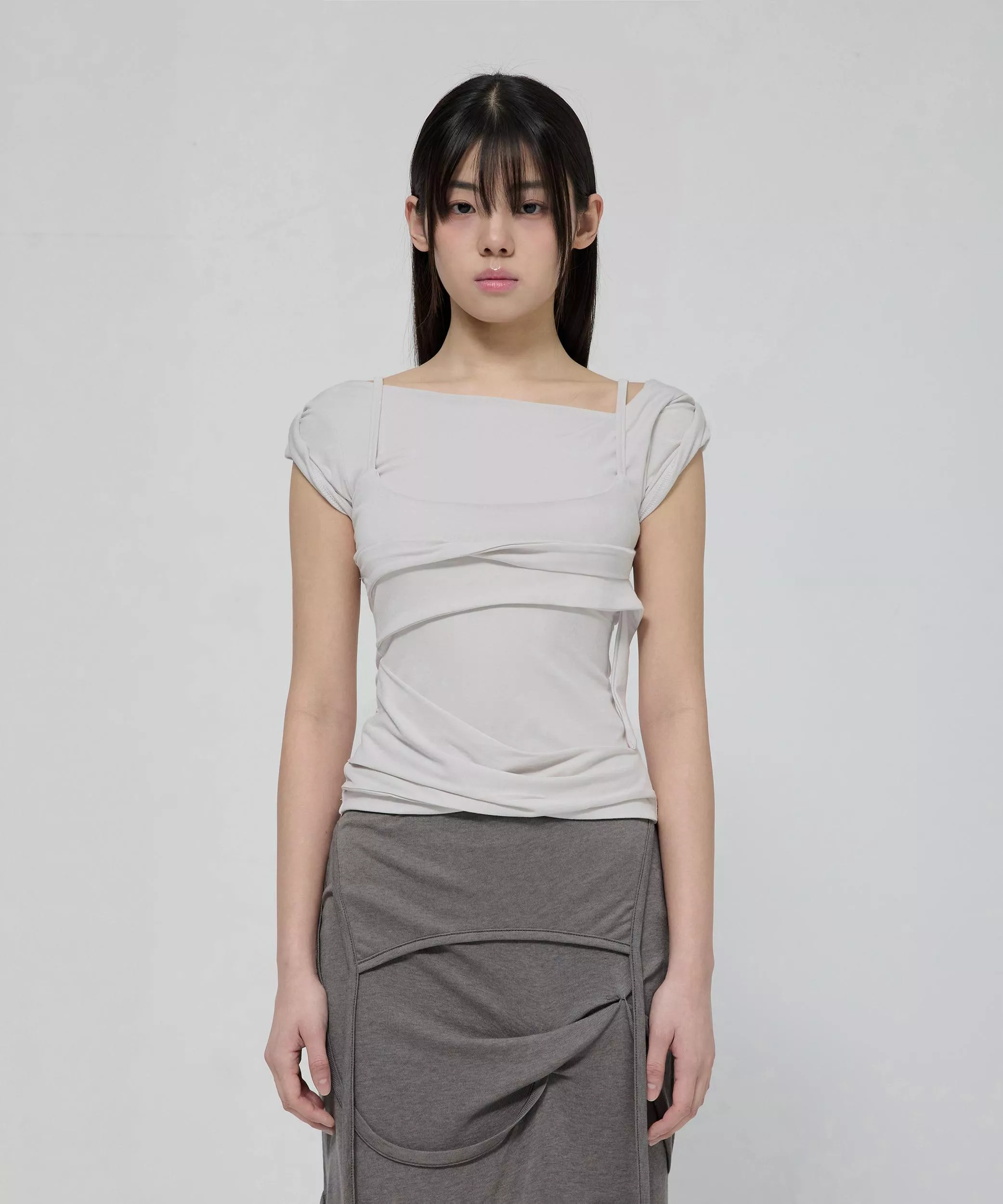 FLARE UPLayered Bustier T-Shirt 雲白色