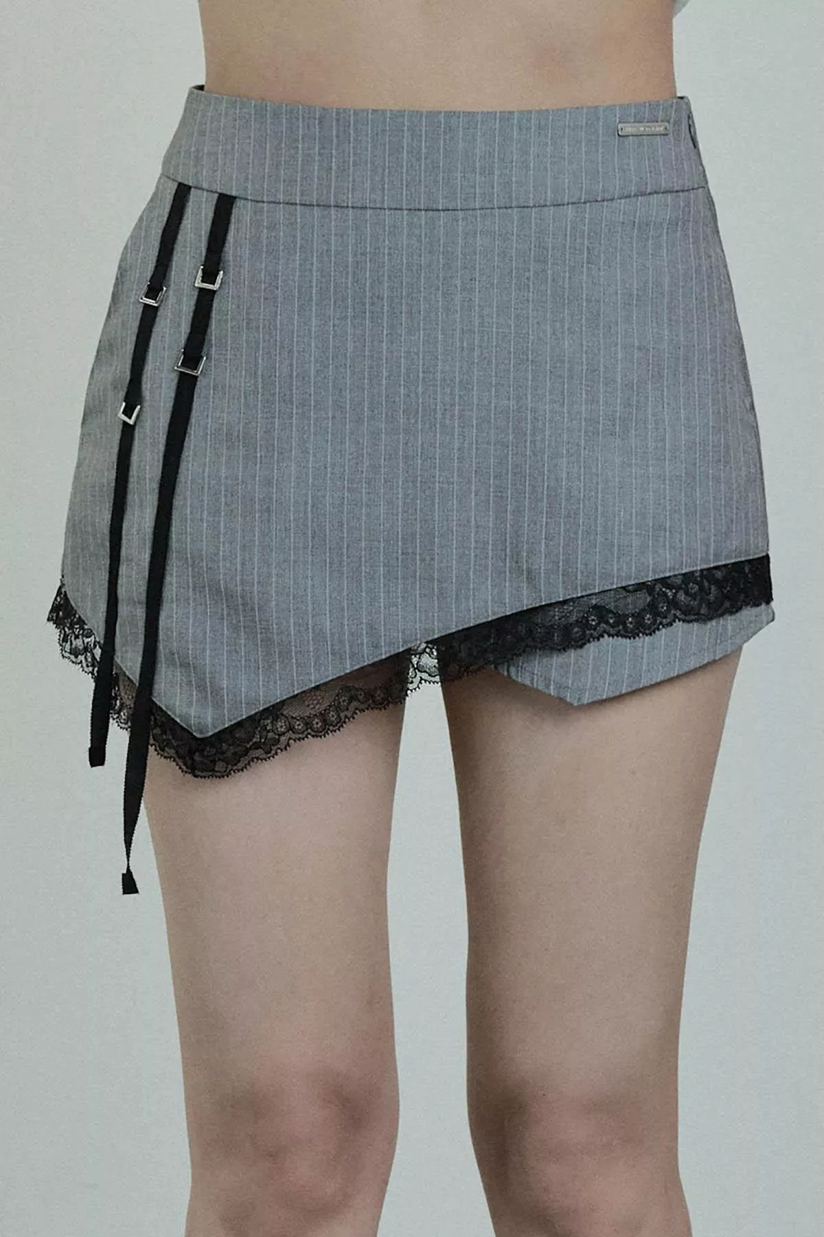 ETRE 條紋蕾絲短裙