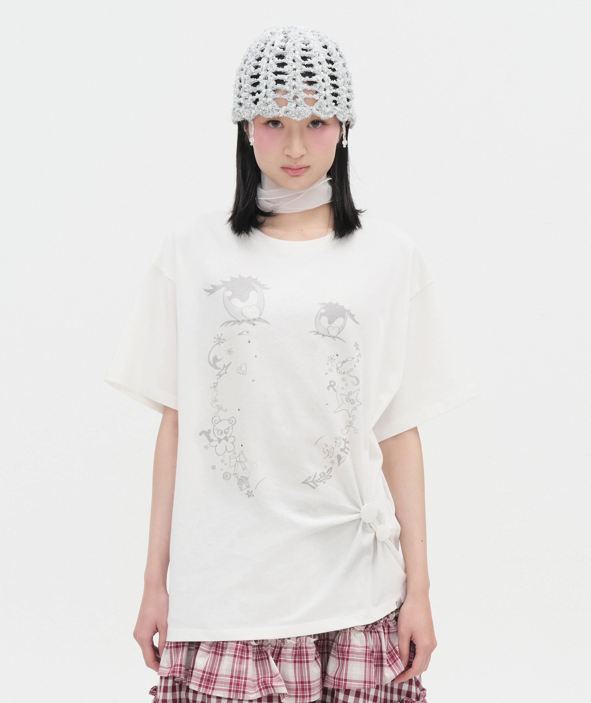 TYPSERVICE Cry Eyes Half Sleeve Top