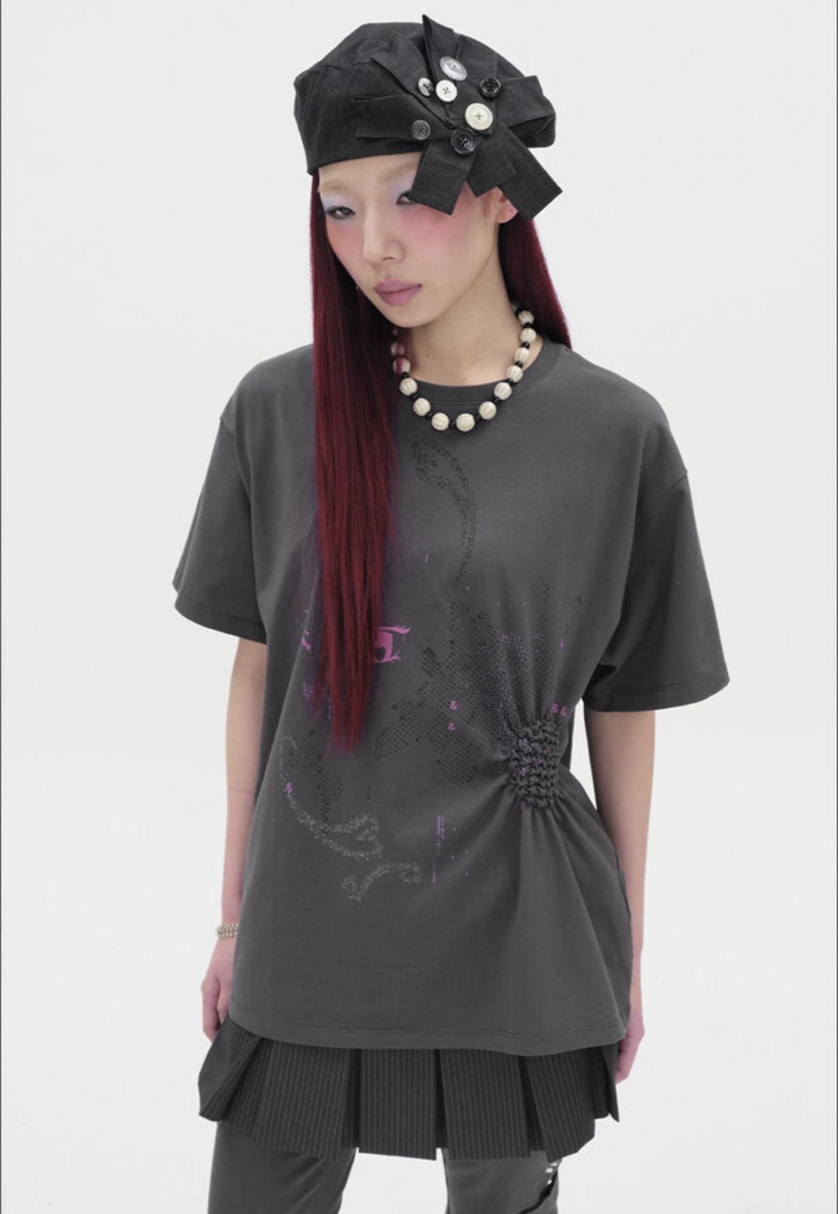 TYPSERVICE Scattered Ruched Top black