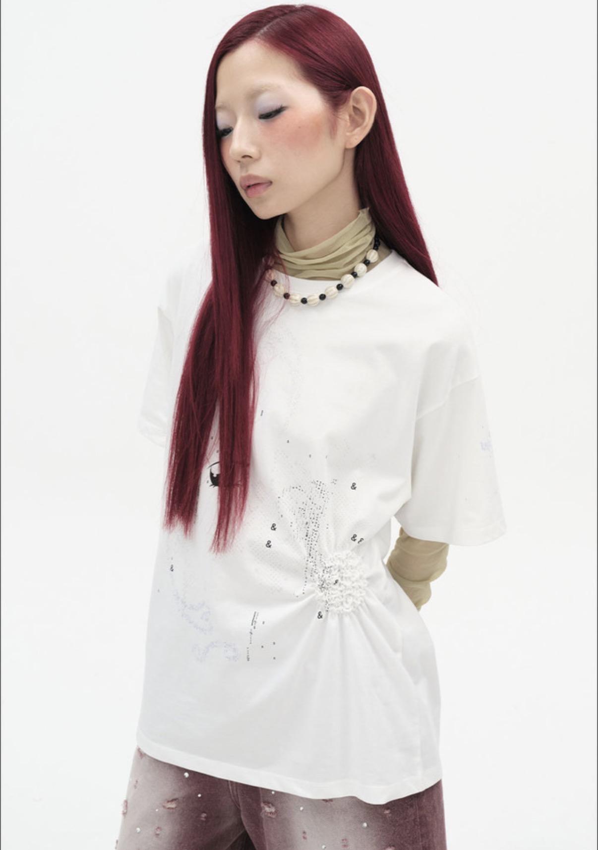 TYPSERVICE Scattered Ruched Top White