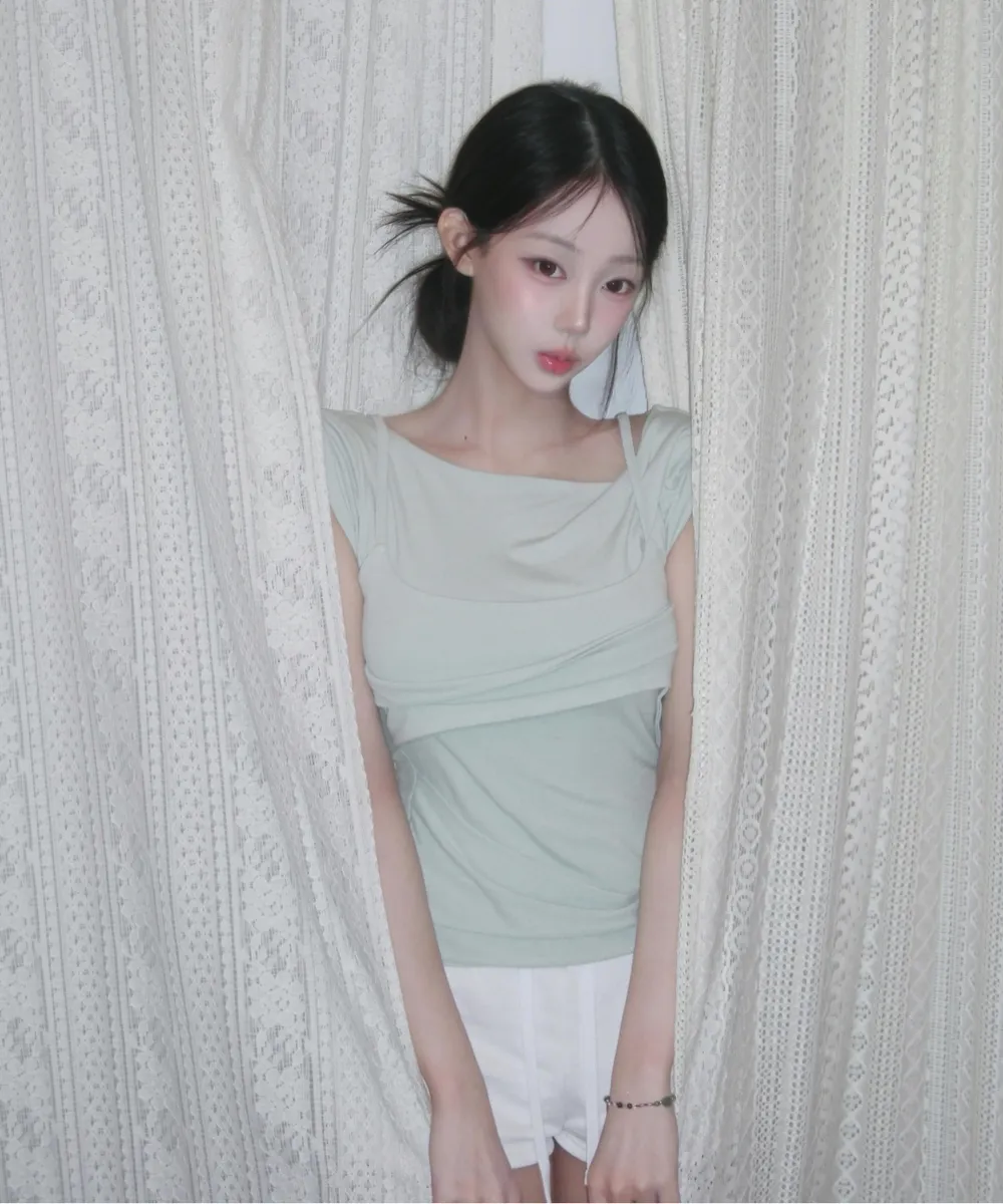 FLARE UP  Layered Bustier T-Shirt 薄荷