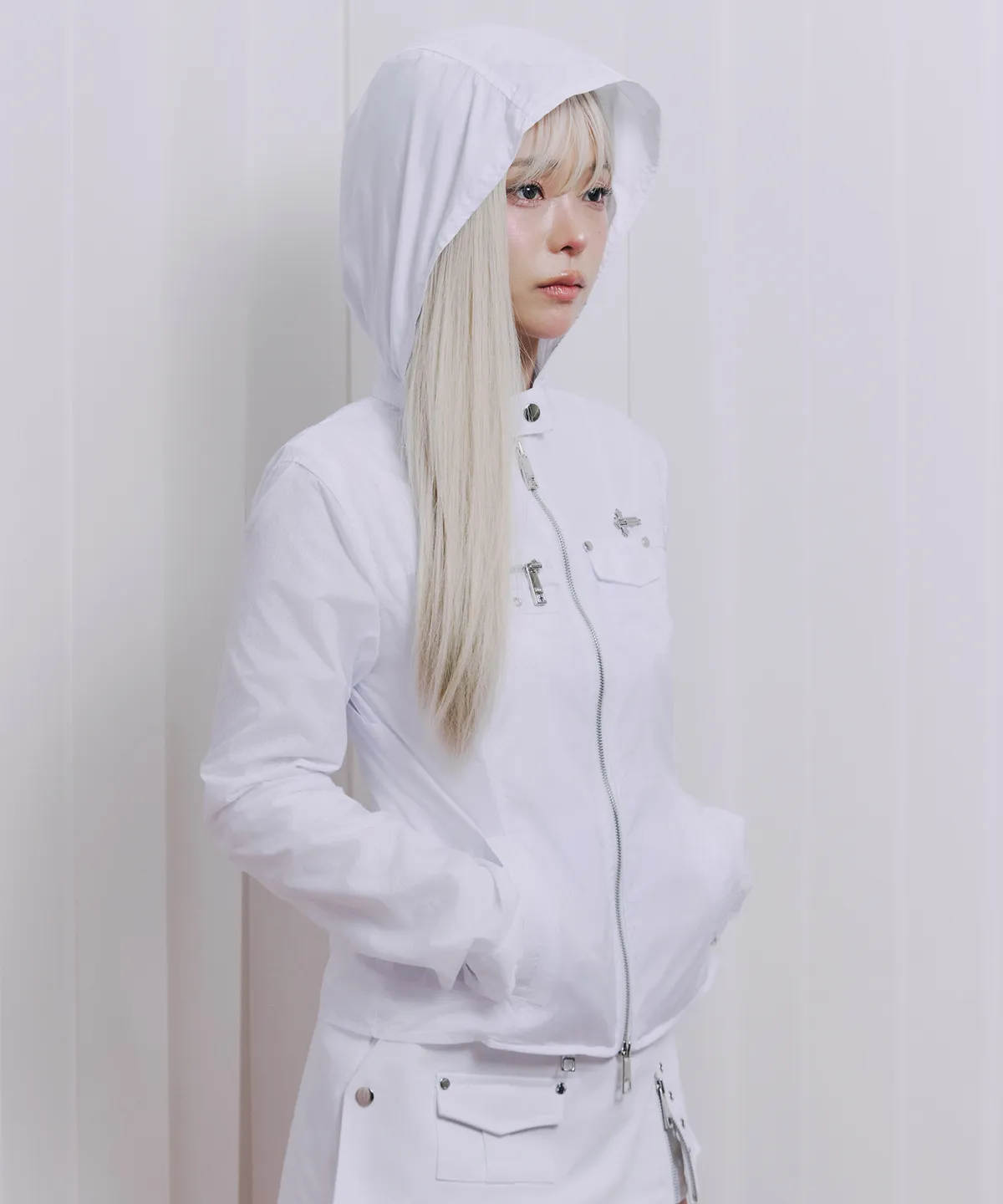 illio 機車風衣外套 白色