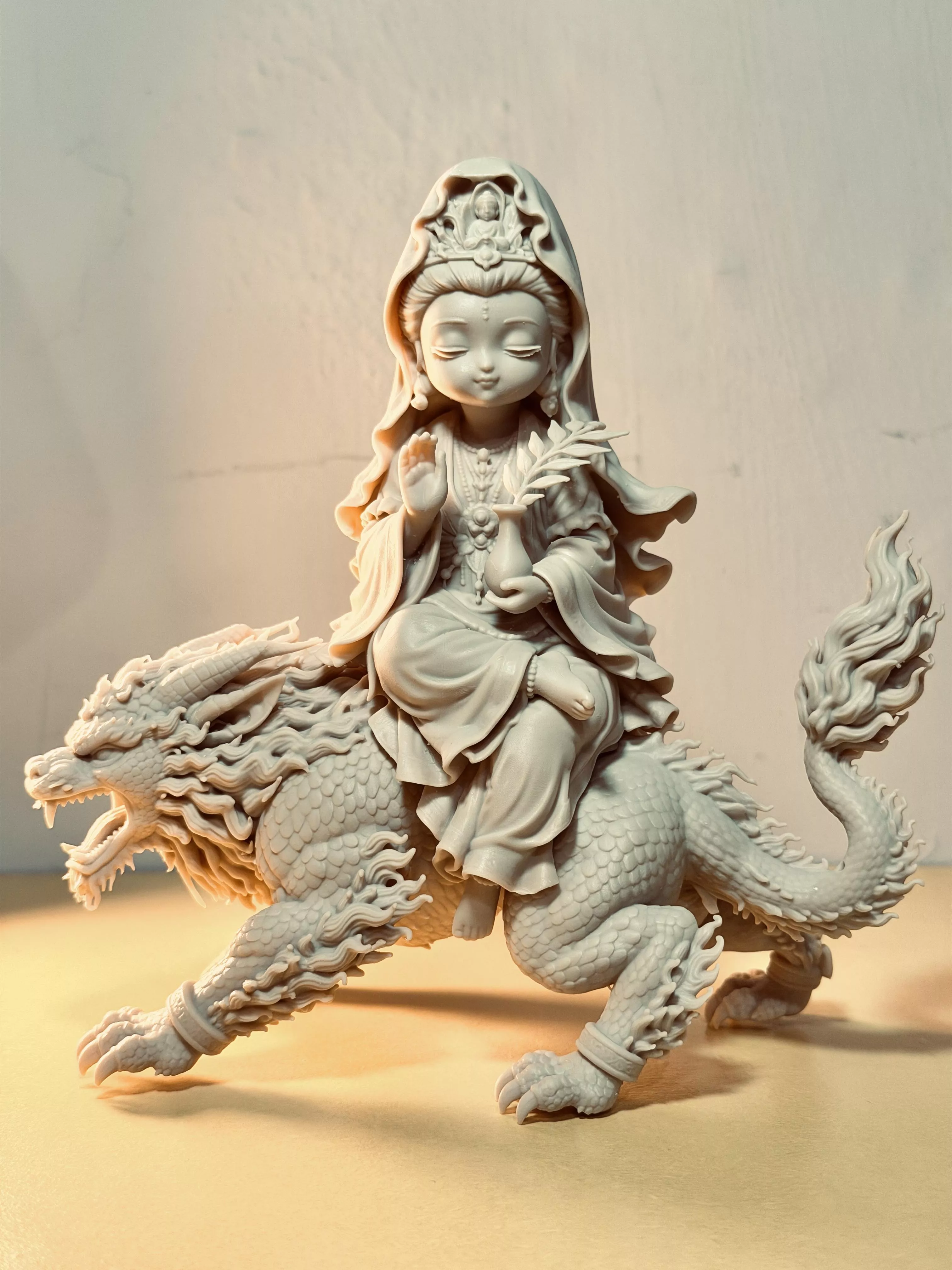 Q版金毛犼  觀音 16CM