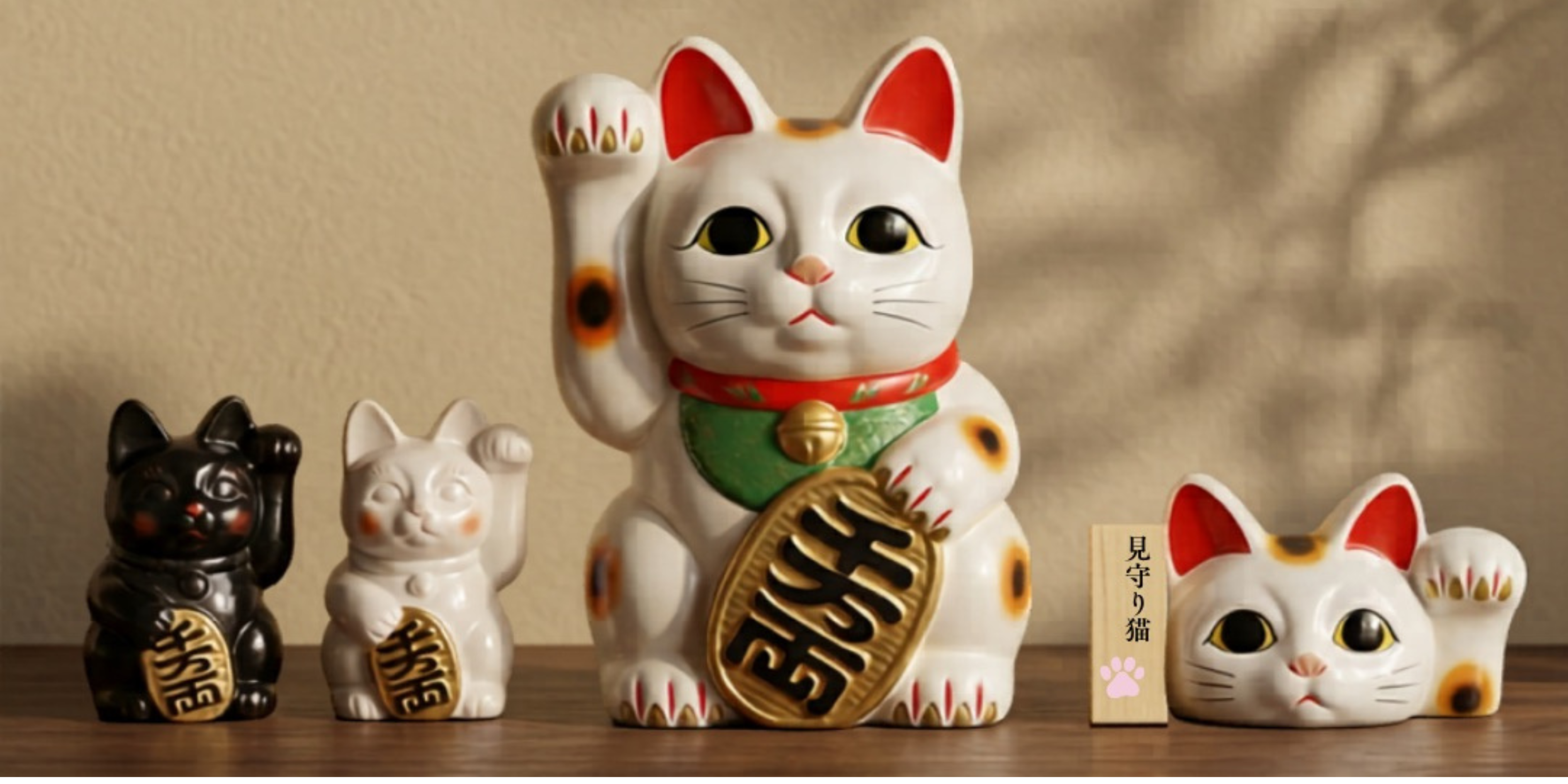 日本愛知縣常滑燒招財貓-職人手工燒製黑色招福貓擺飾