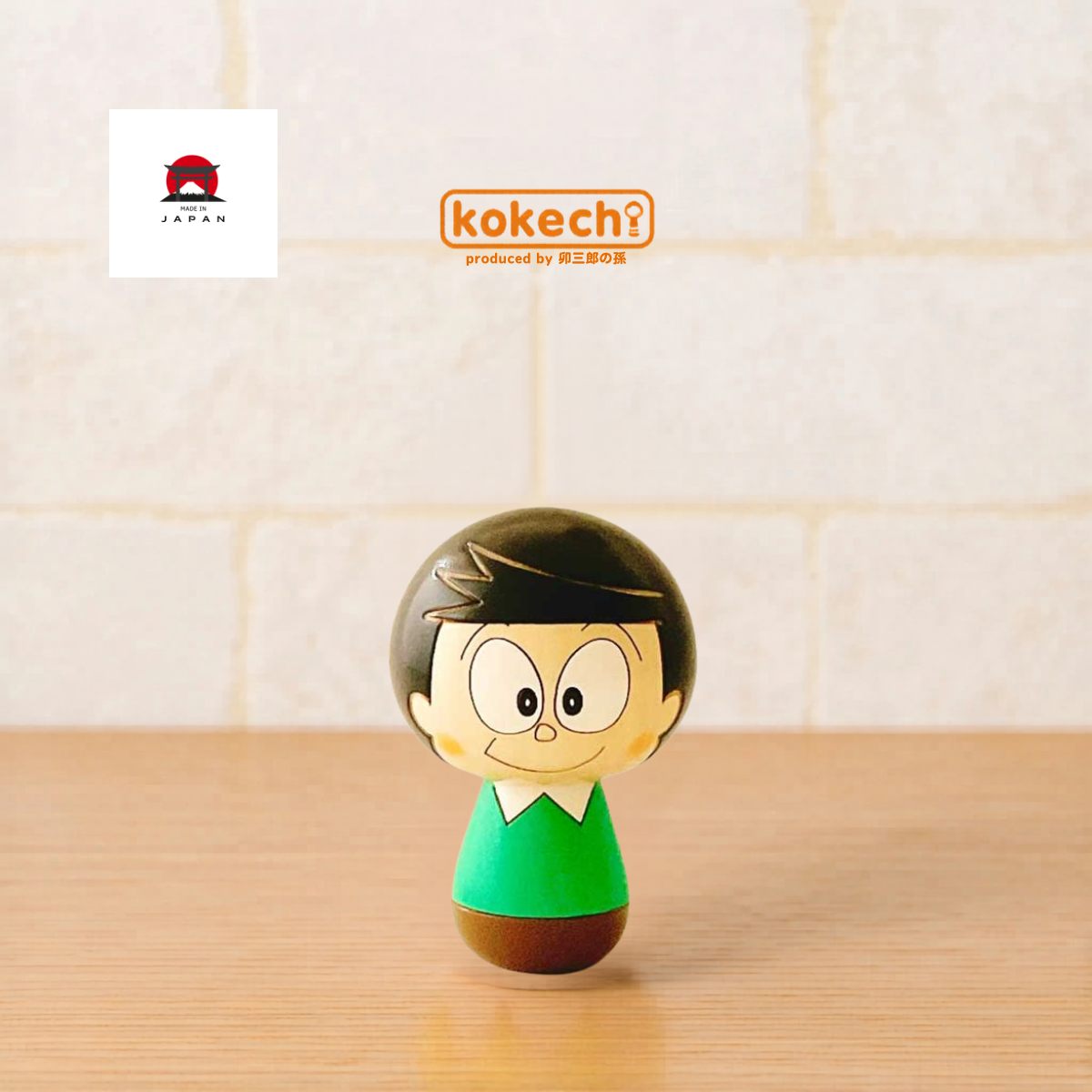 Kokechi。"哆啦A夢系列" 小夫（骨川小夫） 手工木作芥子娃娃