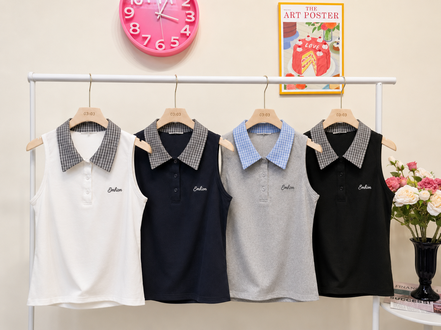 🎾 網球女孩⛳️格紋領顯瘦無袖Polo背心