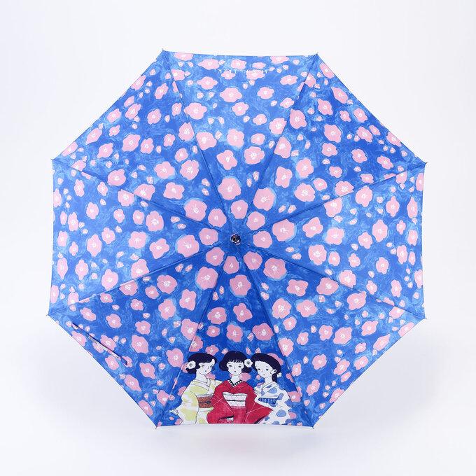 日本進口KASANOWA雨傘-和服女孩和山茶花 藝術家聯名傘 伊吹春香設計 自動直傘 晴雨兩用傘