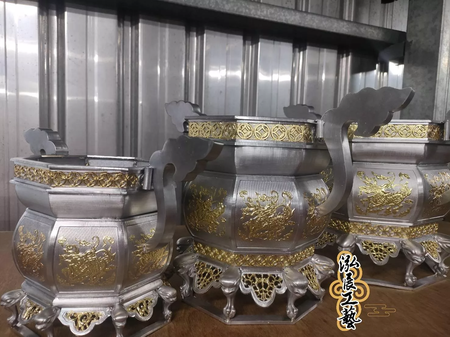 錫製八角麒麟爐