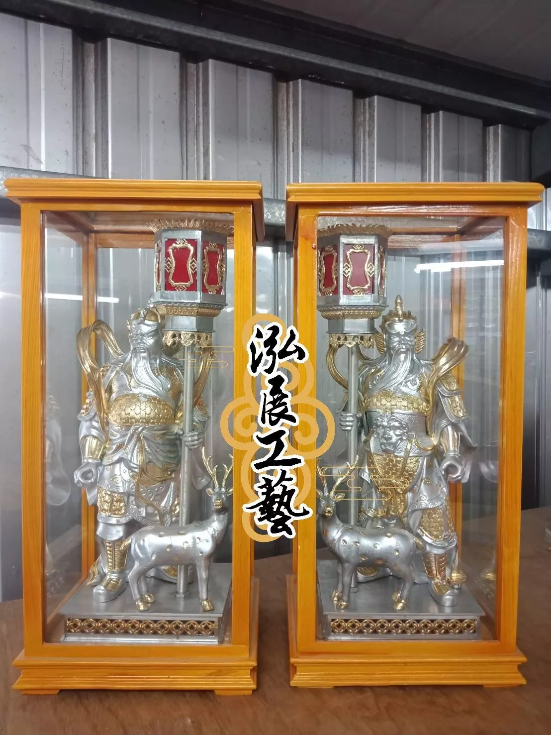 錫製門神燈