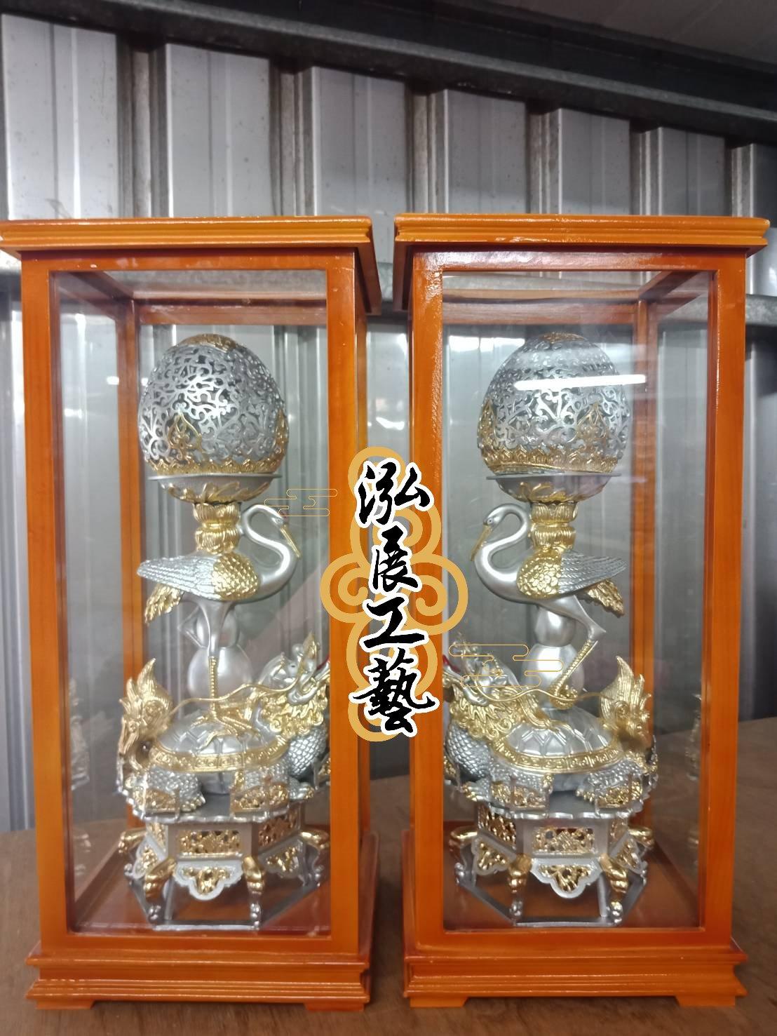 錫製龜鶴燈